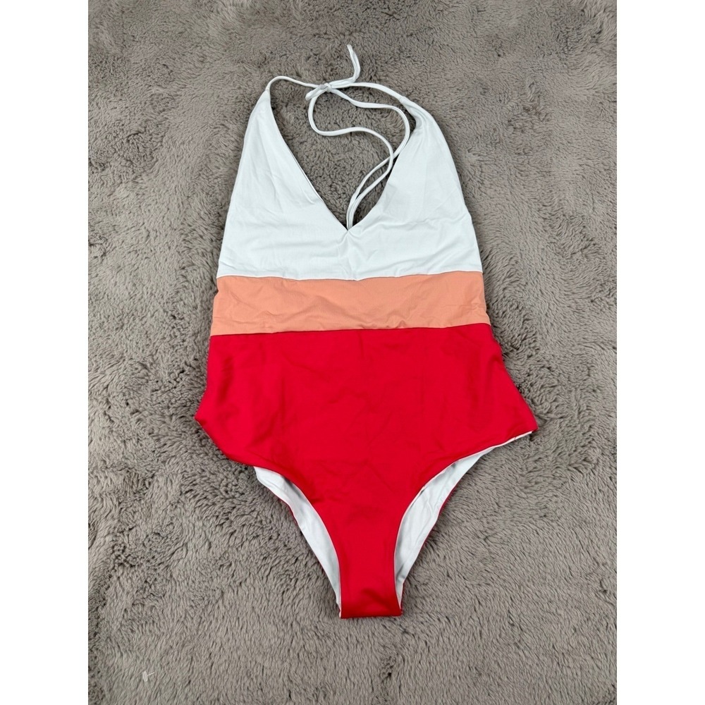 NWT Anthropologie Tavik Swimwear Chase One Piece Color Block Reversible Swimsuit - Picture 3 of 9